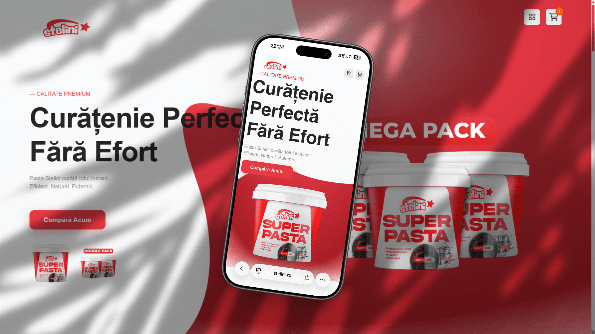 Magazinul online Stelini, pe desktop și pe telefon